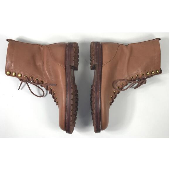 J. Crew Gwen Boots Leather Lace Up Side Zip Brown Women's 7.5 - Picture 2 of 11